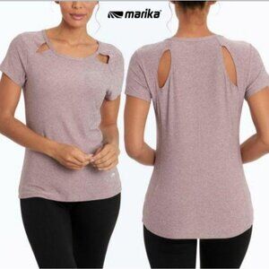 Marika NWT Dry Wik Heather Purple Cutout back Active gym yoga Top size Small